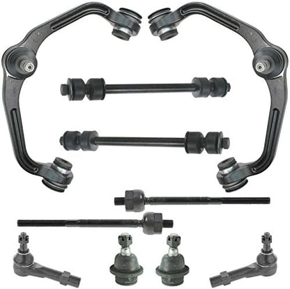 TRQ Front Steering & Suspension Kit Ball Joint Control Arm with Ball Joint Sway Bar Stabilizer Link Tie Rod Compatible with Ford Mazda