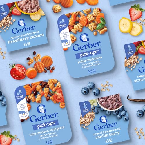 Gerber Baby Food, Stage 3 Food for Babies, Toddlers, Baby Led Feeding, Finger Foods for Babies, Mexican-Stlye Pasta, 6 Pack