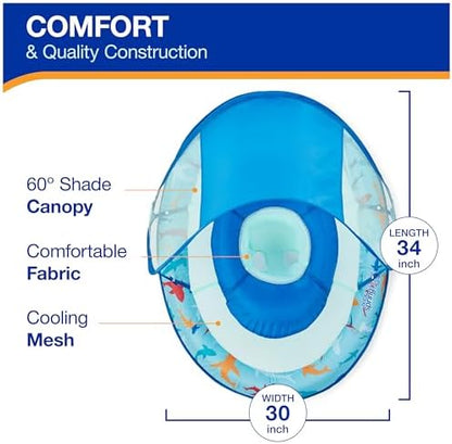 SwimWays Baby Spring Float with Adjustable Canopy and UPF Sun Protection, Blue Lobster