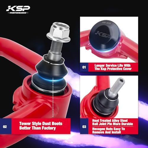 KSP 2-4" Upper Control Arm for F150 2004-2020, Aftermarket Control Arm Replacement Factory/Stock Arm, Iron Steel Welding Swing Control Arms With Adjustable Ball Joint for 2-4inch Front Lift Kits (Red)