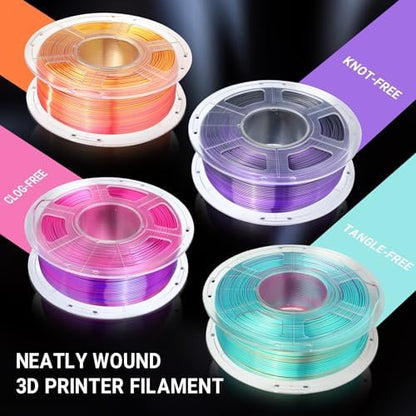 SUNLU Silk Dual Color Pla Filament, Silk PLA 3D Printer Filament 1.75mm, Shiny Silk Texture, Dimensional Accuracy +/- 0.02mm, 1KG Spool (2.2 lbs), PLA Silk Dual Color (Red Gold)