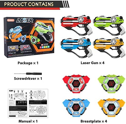 Laser Tag Guns Set of 4 Laser Tag Guns with Digital LED Score Display Vests,Gifts for Teens and Adults Boys & Girls,Adults and Family Fun,Gift for Kids Ages 8 9 10 11 12+Year Old Boy