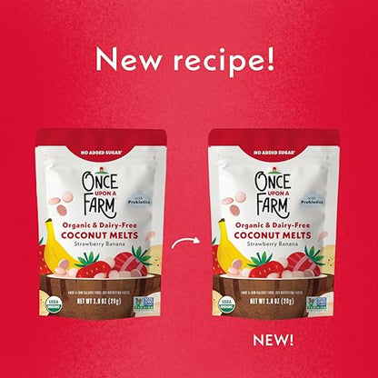 Once Upon A Farm Strawberry Banana Coconut Melts with Probiotics, Organic, Dairy Free, 1 Ounces (Pack Of 8)