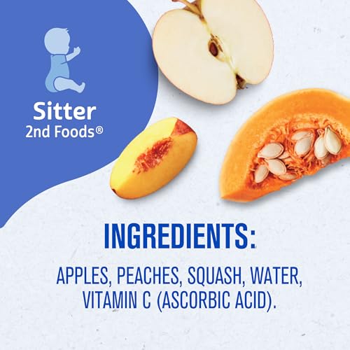 Gerber 2nd Foods Apple Peach Squash, 4 Ounce Tubs, 2 Count (Pack of 8), 4 Ounce (Pack of 16)