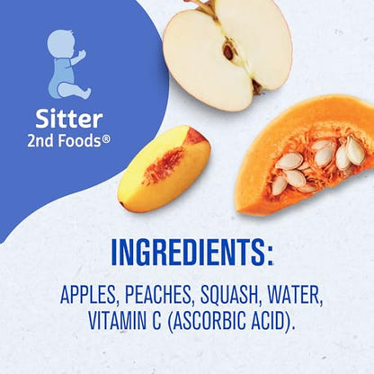 Gerber 2nd Foods Apple Peach Squash, 4 Ounce Tubs, 2 Count (Pack of 8), 4 Ounce (Pack of 16)