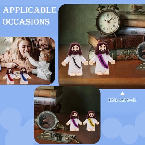 Little Jesus Figures, Mini Jesus Figurines in Bulk, Multicolor Tiny Jesus Figures, Miniature Figurines to Hide and Seek Religious Gifts for Easter Egg Stuffers (60)