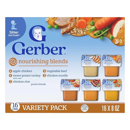 Gerber Stage 2 Baby Food, Nourishing Blends Puree Tubs, No Added Colors or Flavors, Baby Puree, Variety 32-Pack