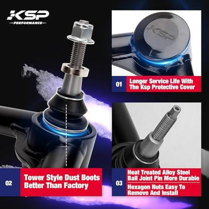KSP 2-4" K1500 Upper Control Arms, Adjustable Front Control Arm Compatible With Chevy GMC K1500 1988-1999, Aftermarket Steel UCA With Greasable Ball Joint fit Blazer Tahoe Yukon Year Before 1999