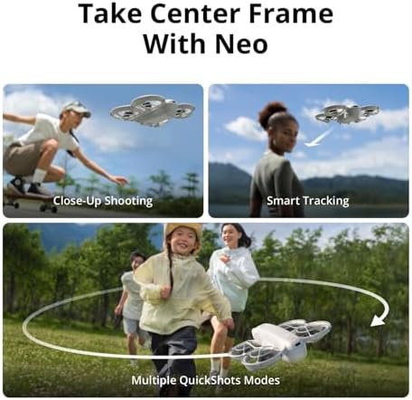 DJI Neo, Mini Drone with 4K UHD Camera for Adults, 135g Self Flying Drone that Follows You, Palm Takeoff, Subject Tracking, QuickShots, Stabilized Video, Built-In Propeller Guard (Controller-Free)