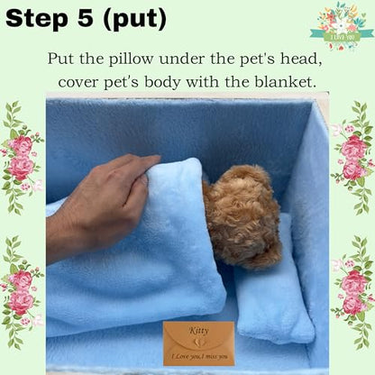 Wooden Handmade Pet Casket|Dog Cat Casket,Coffin|Pet Caskets For Dogs,Cats,|Pet Burial Box,Pet Memorial(23.6"L x14.5"W x8.2" H Inside) Medium Blue