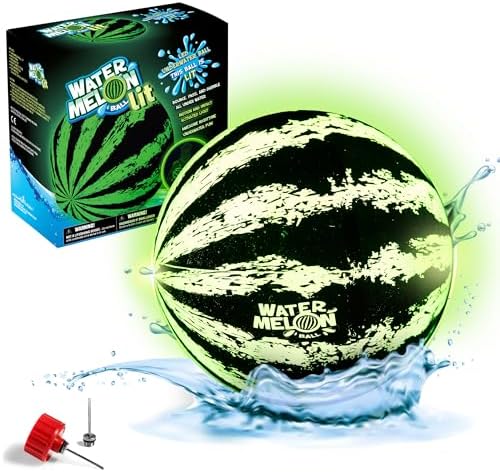 Watermelon Ball Lit - Glow in The Dark Pool Toy for Kids Ages 8-12, Teens, Adults - 9 Inch Swimming Pool Game for Family Fun