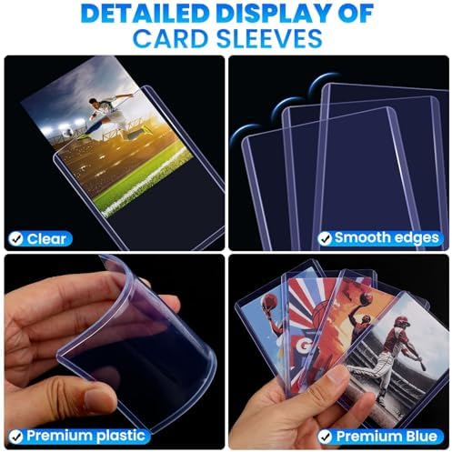 400 Card Sleeves Top Loaders for Cards, 3" x 4" Hard Plastic Toploaders, Baseball Card Protectors, Trading Card Holder for Football Sports Cards (200 Toploaders + 200 Penny Sleeves)