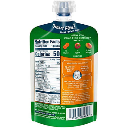Gerber Organic Baby Food Pouches, 2nd Foods for Sitter, WonderFoods, Carrot Apple Mango, 3.5 Ounce (Pack of 12)