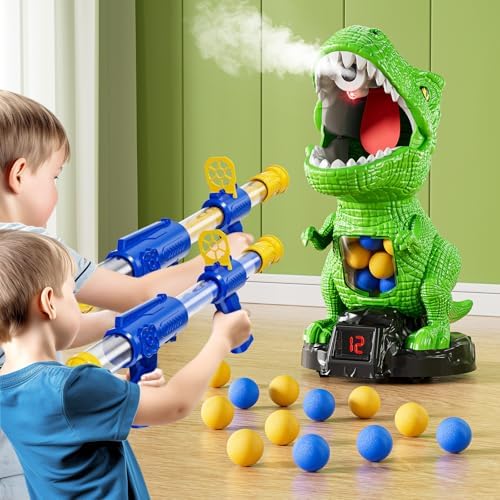 Dinosaur Shooting Toys for Kids 3-5 Years, Movable Target Shooting Games with 2 Air Pump Launcher, Interactive Competition Game Gift for Boys and Girls Ages 3 4 5 6 7 8 Years Old