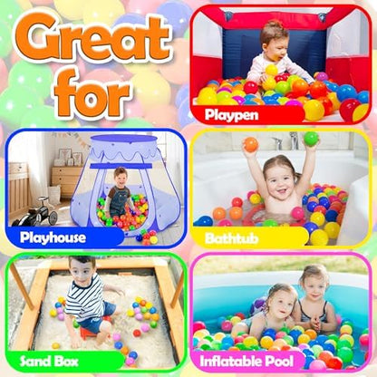 Play Balls for Ball Pit, Plastic Crush Proof, Phthalate & BPA Free, Assorted Colors (200 Balls)