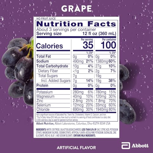 Pedialyte with Immune Support Electrolyte Solution, Hydration Drink with Zinc, Selenium, and Magnesium, Grape, 1 Liter, Pack of 4