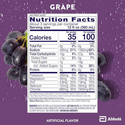 Pedialyte with Immune Support Electrolyte Solution, Hydration Drink with Zinc, Selenium, and Magnesium, Grape, 1 Liter, Pack of 4