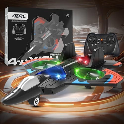 4DRC V32 Foam Remote Control Airplanes RC Planes for Kids Adults 8-16, RC Airplane Helicopter Drone Fighter Jet with Light, 360° Flip, Stunt Roll, Airplane Toy Gifts for Kids Boys Adults Beginners