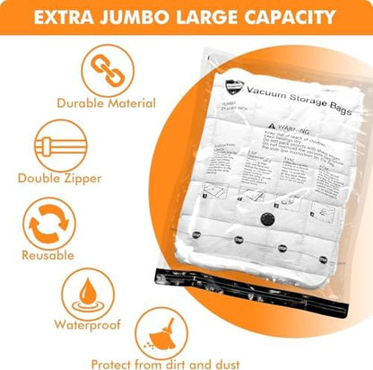 10 Small Vacuum Storage Bags with Electric Pump,Plastic Packaging Bags, Space Saver Bag for Clothes, Mattress, Blanket, Duvets, Pillows, Comforters, Travel