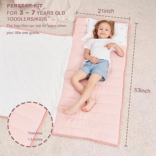 Extra Large Toddler Nap mat by Cokouchyi, Toddler Sleeping Bag with Removable Pillow, Measures 53 x 21 x 1.5 Inches, Sleeping Mat, Ideal for Daycare and Preschool Kindergarten