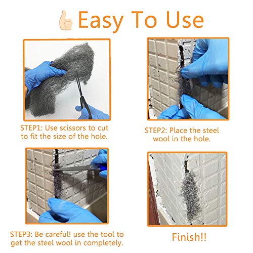 Steel Wool Fill Fabric DIY Kit, Coarse Wire Wool Hardware Cloth, Gap Blocker, Keep Mice Away from Holes/Siding/Pipeline/Vents in Garden, House, 4 Pack × 10FT