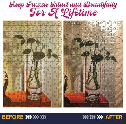 Jigsaw Puzzle Glue Clear (2 Pack), Puzzle Glue with Two Applicators, Easily Preserves Finished Puzzles, Quick-Drying, Non-Toxic & Water-Soluble for Adults, for 3000/4500/5000 Pieces