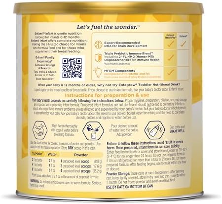 Enfamil Infant Formula, Milk-based Baby Formula with Iron, Omega-3 DHA & Choline, Powder Can, 21.1 Oz (Pack of 4)