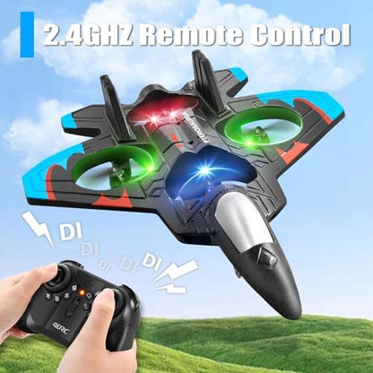 4DRC V32 Foam Remote Control Airplanes with 3 Batteries, RC Planes for Kids Adults 8-16, RC Airplane Fighter Jet with Light, 360° Flip Fighter Jet Toys, Stunt Roll, Airplane Toy Gifts for Kids Boys