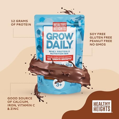Healthy Heights Grow Daily Kids Protein Drink Mix (Chocolate) - High Protein Shake for Kids 3+