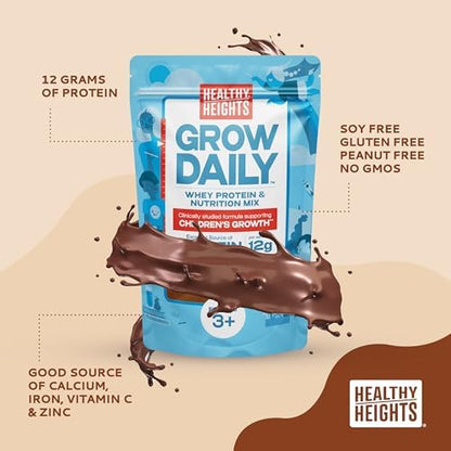 Healthy Heights Grow Daily Kids Protein Drink Mix (Chocolate) - High Protein Shake for Kids 3+