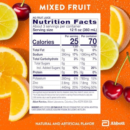 Pedialyte Electrolyte Drink, Hydration Drinks for Kids & Adults, Mixed Fruit, 1 Liter, Pack of 8