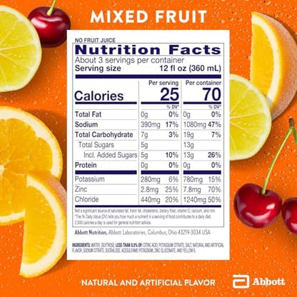 Pedialyte Electrolyte Drink, Hydration Drinks for Kids & Adults, Mixed Fruit, 1 Liter, Pack of 8