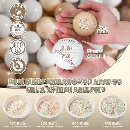 GOGOSO Ball Pit Balls for Toddlers,100pcs 2.15inch Crawl Balls BPA Free Crush Proof PlayBalls Soft Plastic Bals for Toddler, Pool Tent Party Favors Summer Water Bath Toy