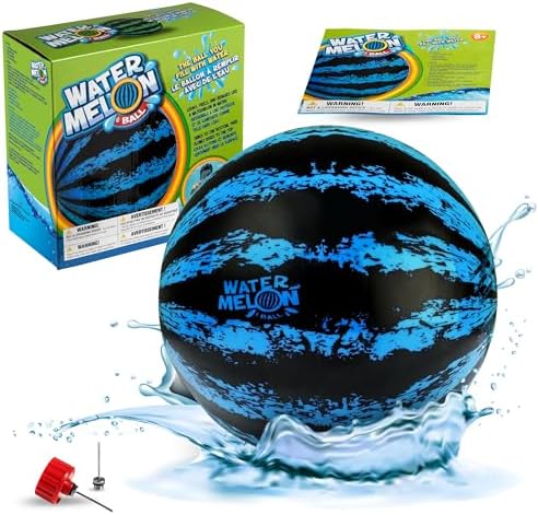 Watermelon Ball – The Ultimate Swimming Pool Game | Pool Ball for Under Water Passing, Dribbling, Diving and Pool Games for Teens, Kids, or Adults | Balls Fills with Water (9 inch Ball (Blue))