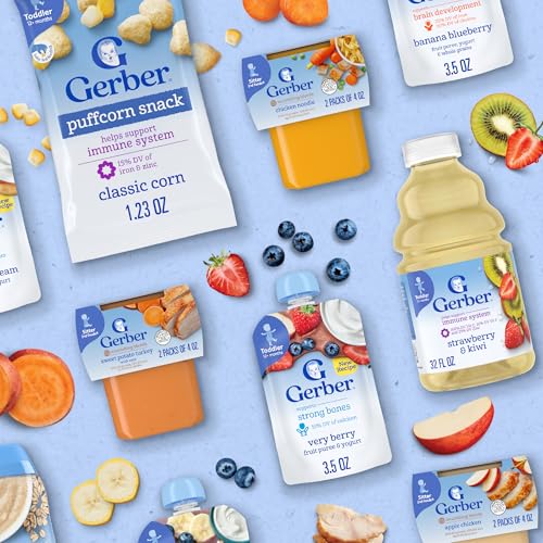 Gerber Toddler Snacks, Snacks for Kids, Kernel Free, Heart Shaped Puffcorn Snack, Classic Corn Flavor, Zinc and Iron Helps Support Immune System, 7-Pack