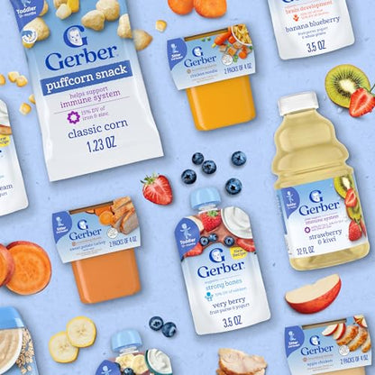 Gerber Toddler Snacks, Snacks for Kids, Kernel Free, Heart Shaped Puffcorn Snack, Classic Corn Flavor, Zinc and Iron Helps Support Immune System, 7-Pack