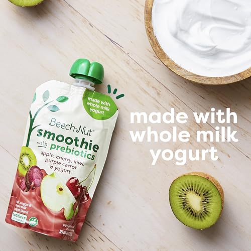Beech-Nut Toddler Smoothies Variety Pack, Yogurt Smoothies with Prebiotics, Baby & Toddler Food Pouches, 3.5 oz (18 Pack)