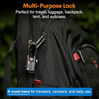 TSA Approved Cable Luggage Locks, Re-settable Combination with Alloy Body