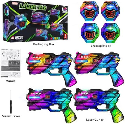 Laser Tag Guns Set of 4 Laser Tag Guns with Digital LED Score Display Vests,Gifts for Teens and Adults Boys & Girls,Adults and Family Fun,Gift for Kids Ages 8 9 10 11 12+Year Old Boy