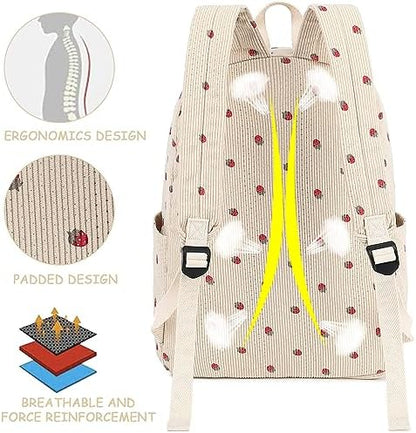 School Backpack for Teen Girls Bookbags Elementary High School Corduroy Laptop Bags Women Travel Daypacks