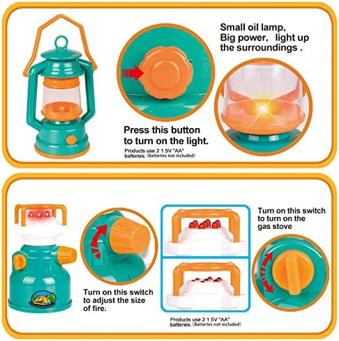 FUN LITTLE TOYS Pop Up Play Tent with Camping Gear and Tools Set, Outdoor Toys for Kids