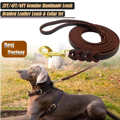 4FT Heavy Duty Dog Leashes for Large Dogs, Sturdy Dog Leash Design for Outdoor Enthusiasts and 4 Foot Leather Dog Leash For Professional Trainers.