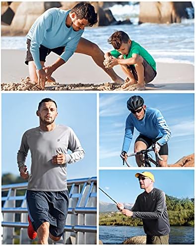 Roadbox Mens UPF 50+ UV Sun Protection Shirts Outdoor Long Sleeve SPF Rash Guard for Fishing Hiking Swimming Running