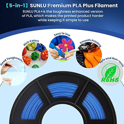 SUNLU 4KG 3D Printer Filament PLA Plus 1.75mm, Neatly Wound PLA Filament 1.75mm PRO, PLA+ Filament for Most FDM 3D Printer, 1kg Spool, 4 Packs, White