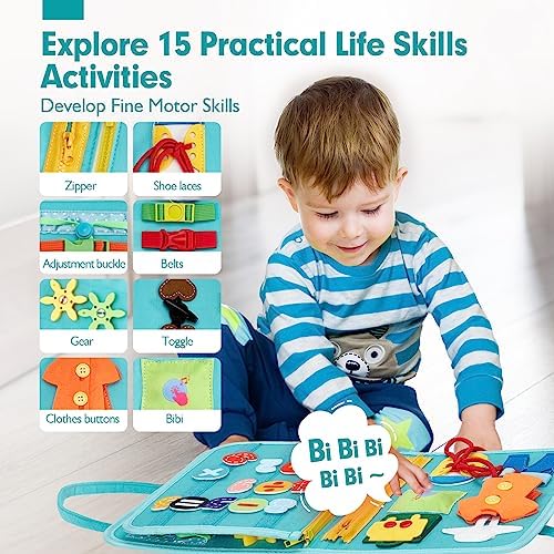 hahaland Busy Board for Toddlers Girls Montessori Toys for 3+ Year Old Farm Animals Preschool Learning Activities Toddler Travel Toys for 3+