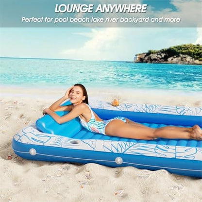 Inflatable Tanning Pool Lounger Float - Jasonwell 4 in 1 Sun Tan Tub Sunbathing Pool Lounge Raft Floatie Toys Water Filled Tanning Bed Mat Pad for Adult Blow Up Kiddie Pool Kids Ball Pit Pool (XXL)