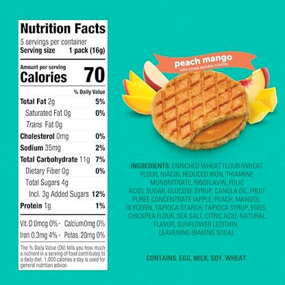 Beech-Nut Toddler Snacks Jammin' Waffles with Fruit Filling for Babies & Toddlers, Peach Mango, 10 Boxes (50 Individually Wrapped Packs)