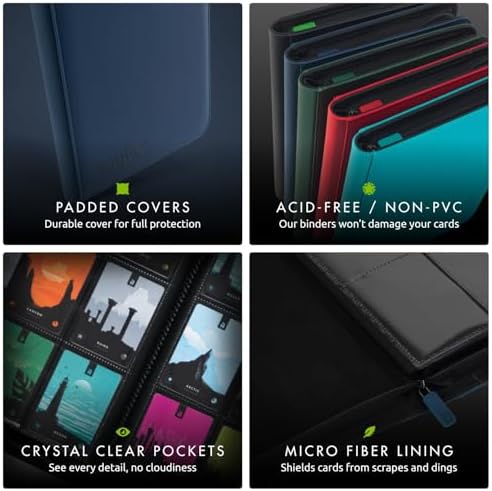 Vault X 12 Pocket Trading Card Zip Binder - 480 cards, Premium Exo-Tec Album Material, 20 Side-Loading Pages, Folder for Collectible Card Games, Sports, TCG (Blue)