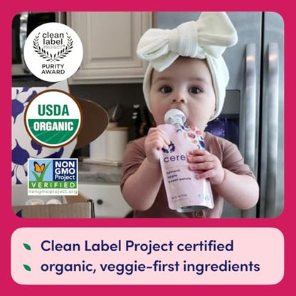 Cerebelly Baby Food Pouches – Organic Dairy Free Smoothies for Toddlers | No Added Sugar, Fiber, Non-GMO | Baby Smoothie Pouches | 4 Ounce BPA-Free Pouch | Spinach Strawberry | 12 Count