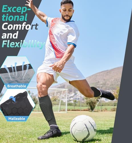 HiRui Soccer Shin Guards Shin Pads for Kids Youth Adult, Calf Compression Sleeve with Honeycomb Pads, Support for Shin Splint Baseball Boxing Kickboxing MTB, Lightweight(1PAIR)